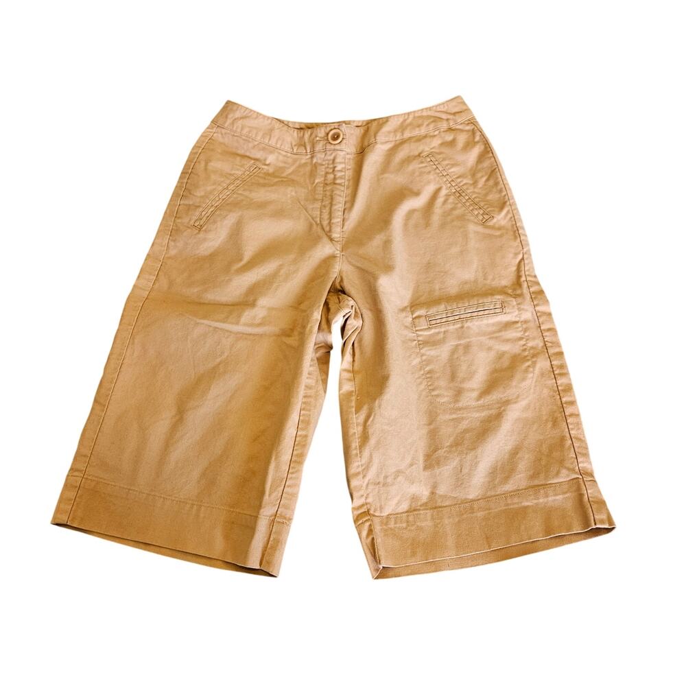 Talbots Women’s Khaki Bermuda Shorts Size 4 Stretch Cotton Mid Rise